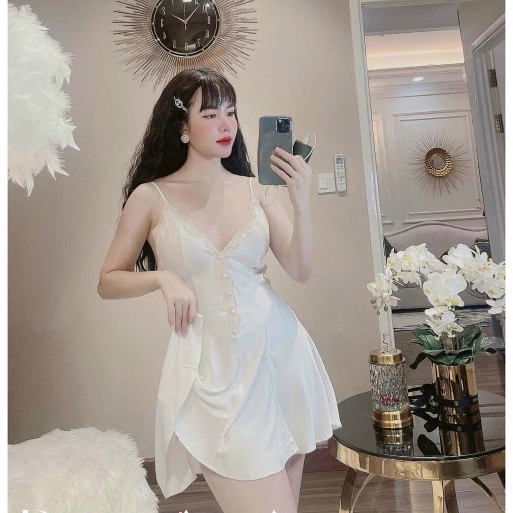 Váy ngủ sexy lụa cao cấp Đầm mặc nhà gợi cảm quyến rũ