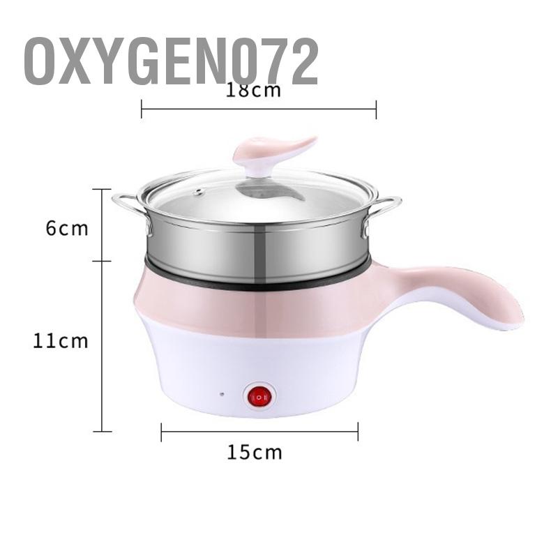 Oxygen072 HÀNG XỊN Nồi Điện Mini Hai Tầng Đa Năng Tặng Kèm Khay Hấp có thể Chiên, Hấp, Xào, Nấu ăn, cơm, lẩu mini Hai tốc độ di động dùng cho Ký túc xá Sinh viên