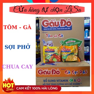 Thùng mì gấu đỏ tôm và gà/ chua cay/ gà sợi phở 30 gói
