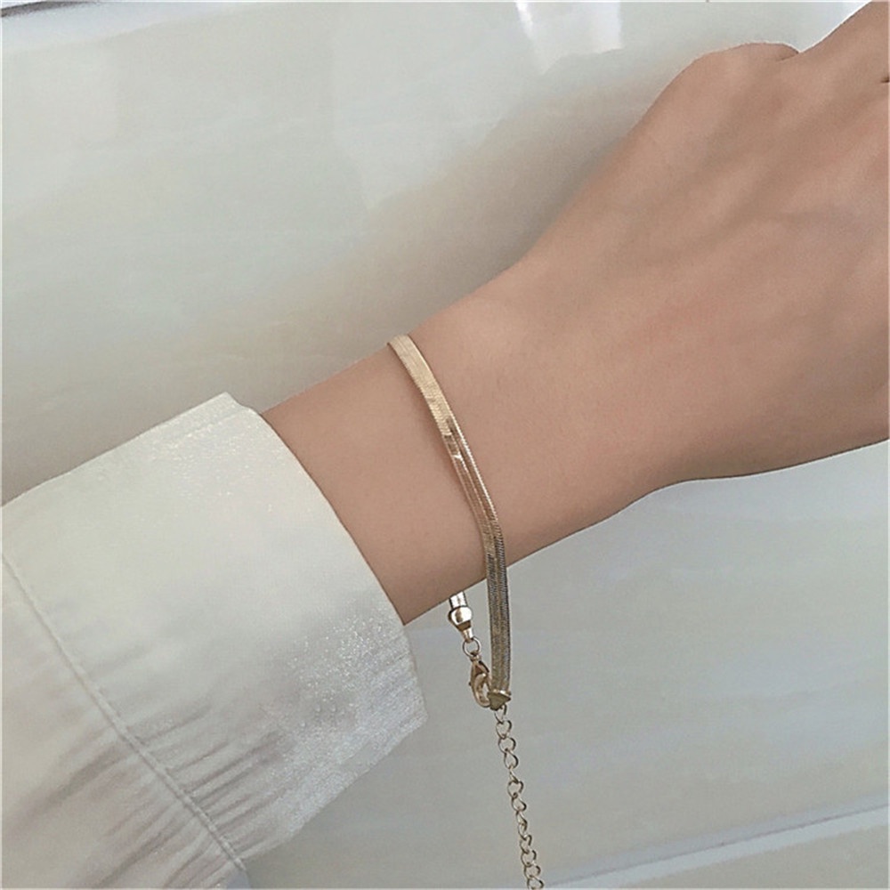 Vòng tay dây xích ngắn thiết kế đơn giản thời trang cá tính cho nữYanqueens Quà tặng trang sức