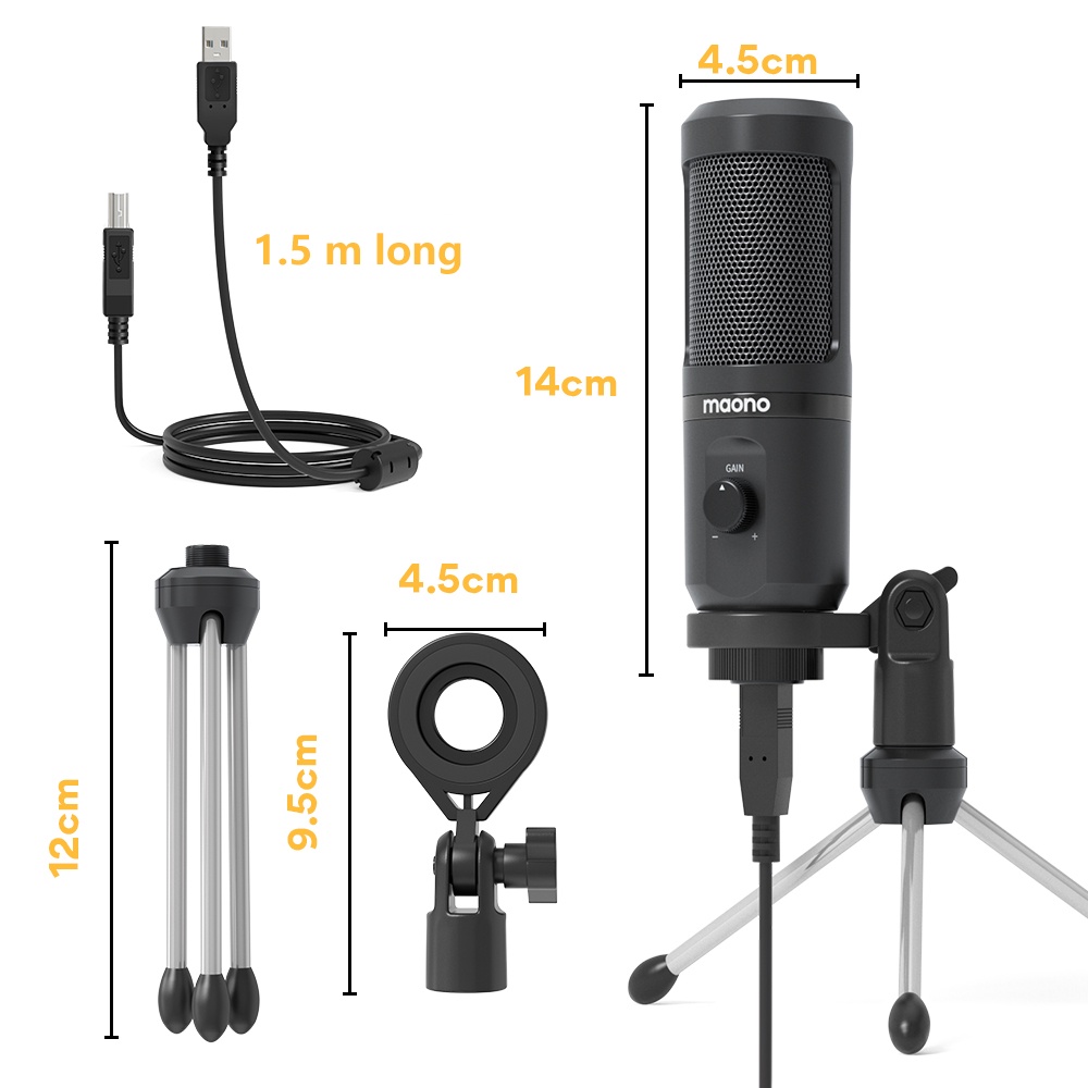 Micro thu âm MAONO AU-PM461TR để bàn USB dành cho máy tính xách tay máy tính bàn điện thoại
