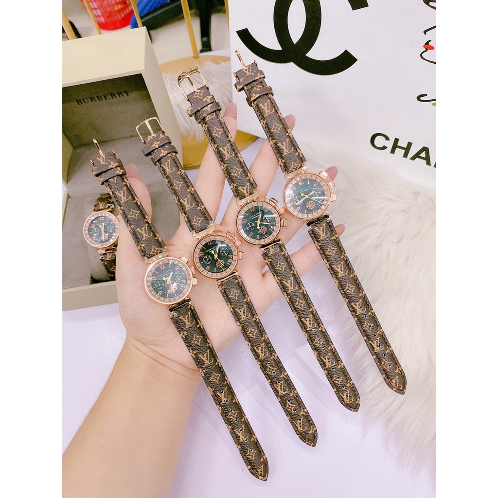 Đồng hồ nữ LV nữ dây da nâu kiểu dáng thời thượng sang trọng, chống nước , bảo hành 12 tháng
