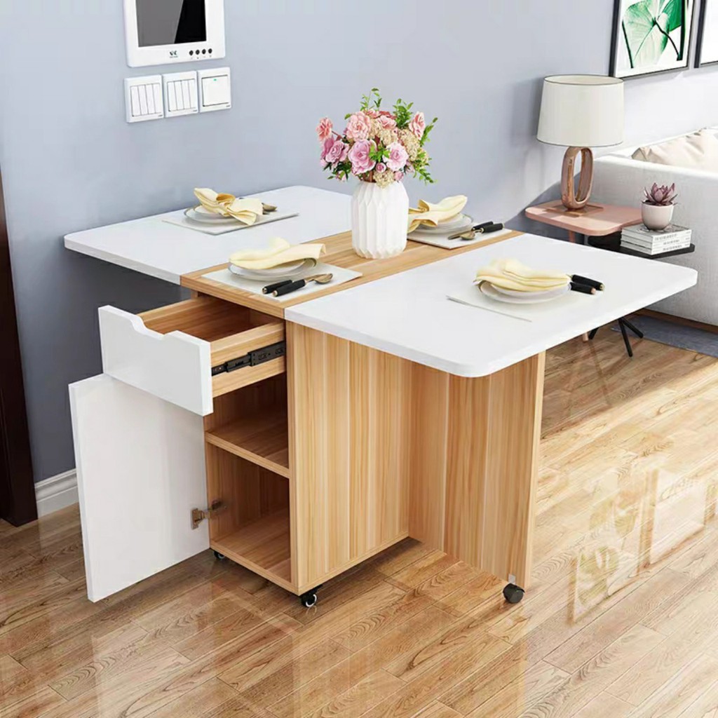 [𝐒𝐢𝐞̂𝐮 𝐒𝐚𝐥𝐞]  Bàn ăn thông minh gấp gọn gỗ MDF kèm ghế cao cấp hiện đại | BigBuy360 - bigbuy360.vn