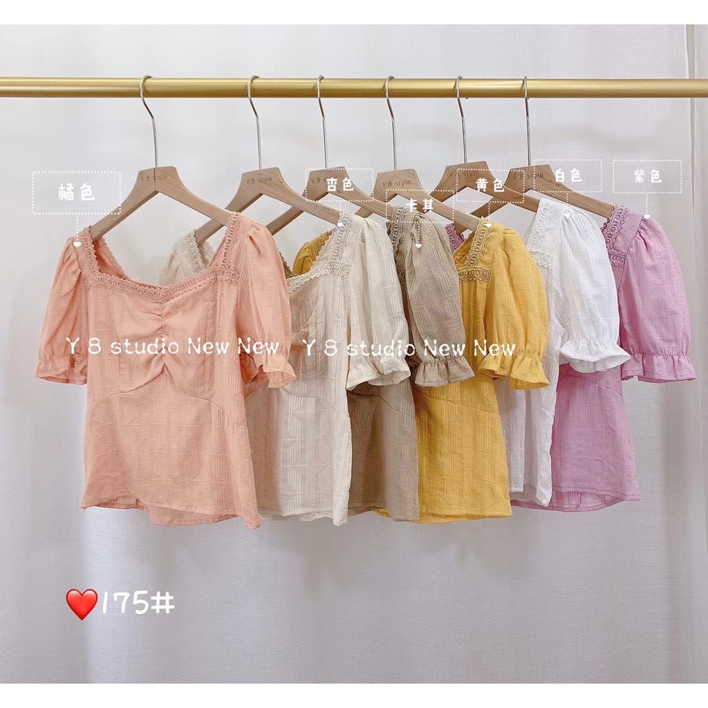 Áo thô trơn màu cách điệu phối ren Ulzzang style  Hàng quảng Châu