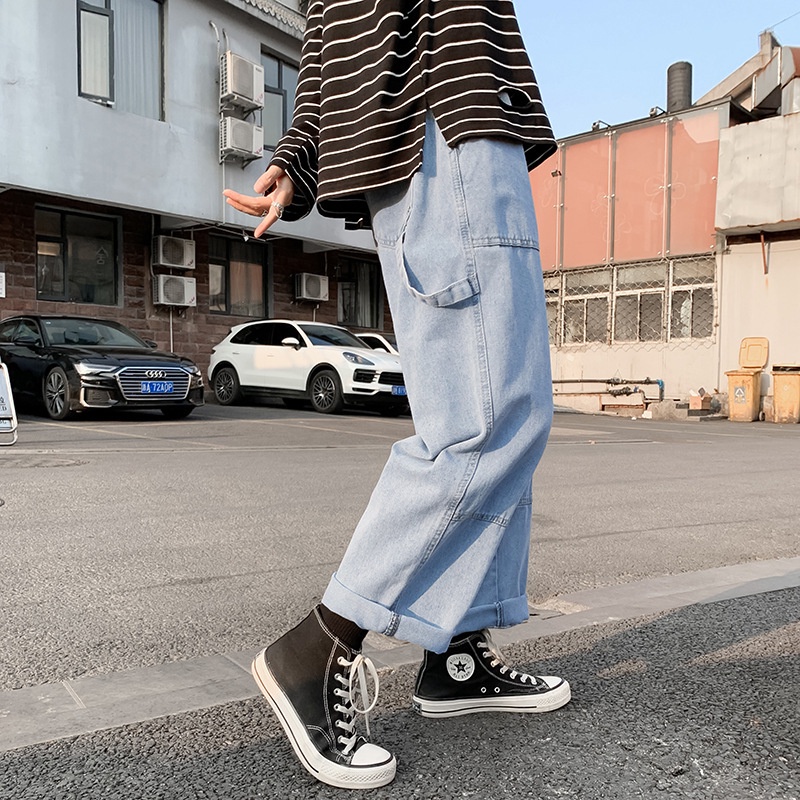 Quần bò nam nữ Coo, quần bò phom rộng, kiểu dáng unisex QB-002