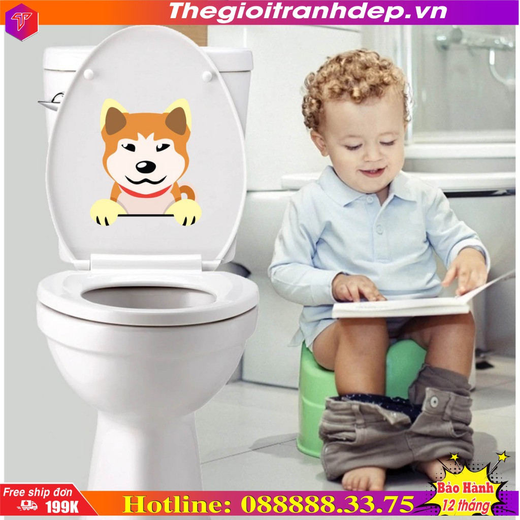 Decal dán nắp bồn cầu toilet họa tiết hoạt hình