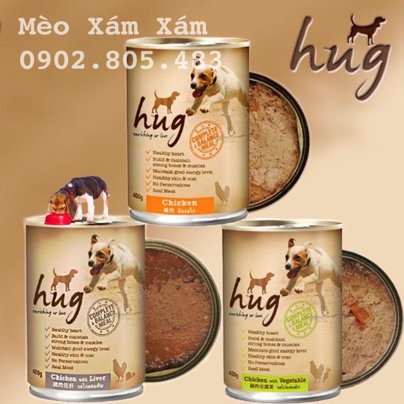 Pate lon Hug dành cho chó lon 400g date xa