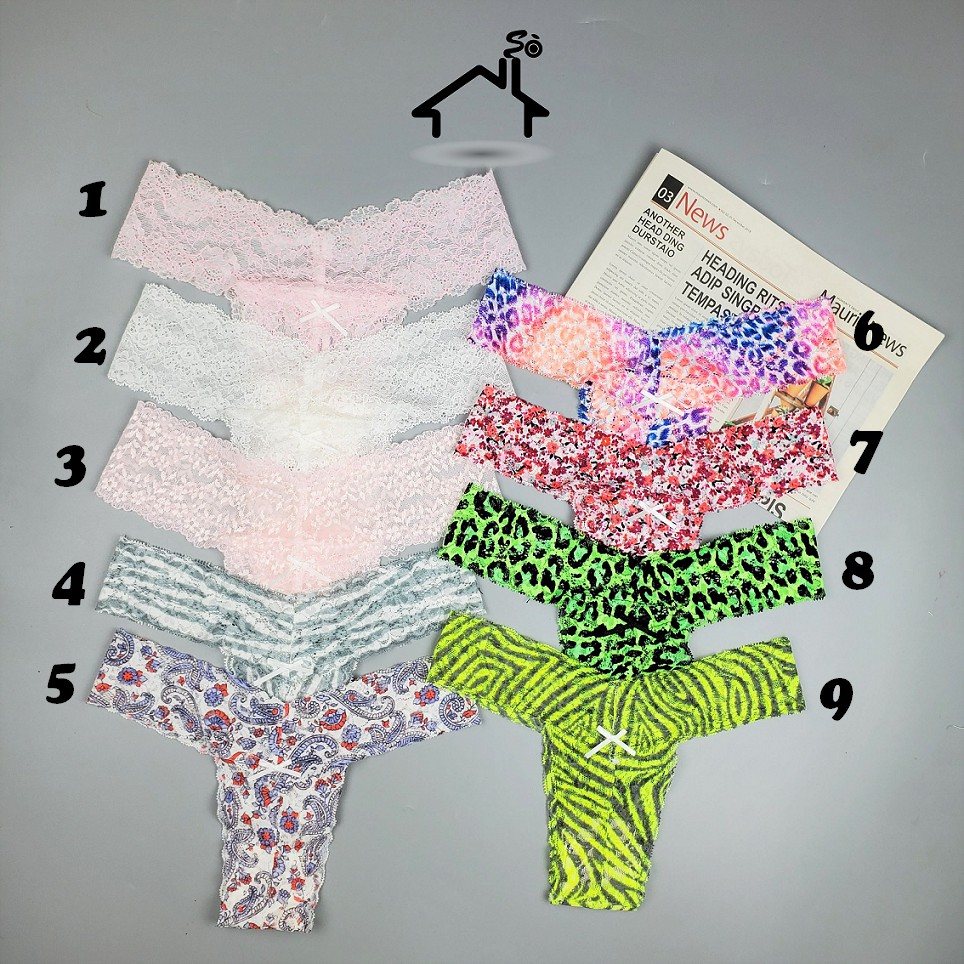 Quần lót ren lọt khe mẫu chữ T gợi cảm màu hoa văn - Quần chip sexy by NHÀ SÒ Panties QL06