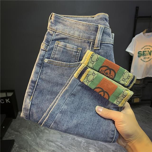 Quần Jeans Dài Thêu Họa Tiết Thời Trang Sang Trọng Cho Nam