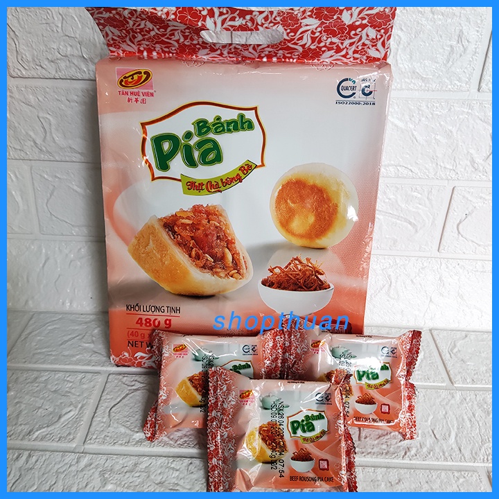 Bánh pía thịt chà bông bò Tân Huê Viên 480g (12 cái)