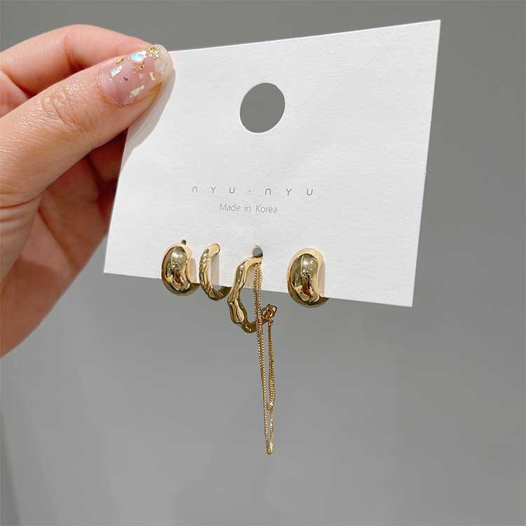 (0442) Set Bộ Khuyên Tai Và Kẹp Vành Cá Tính Thanh Lịch Hàn Quốc