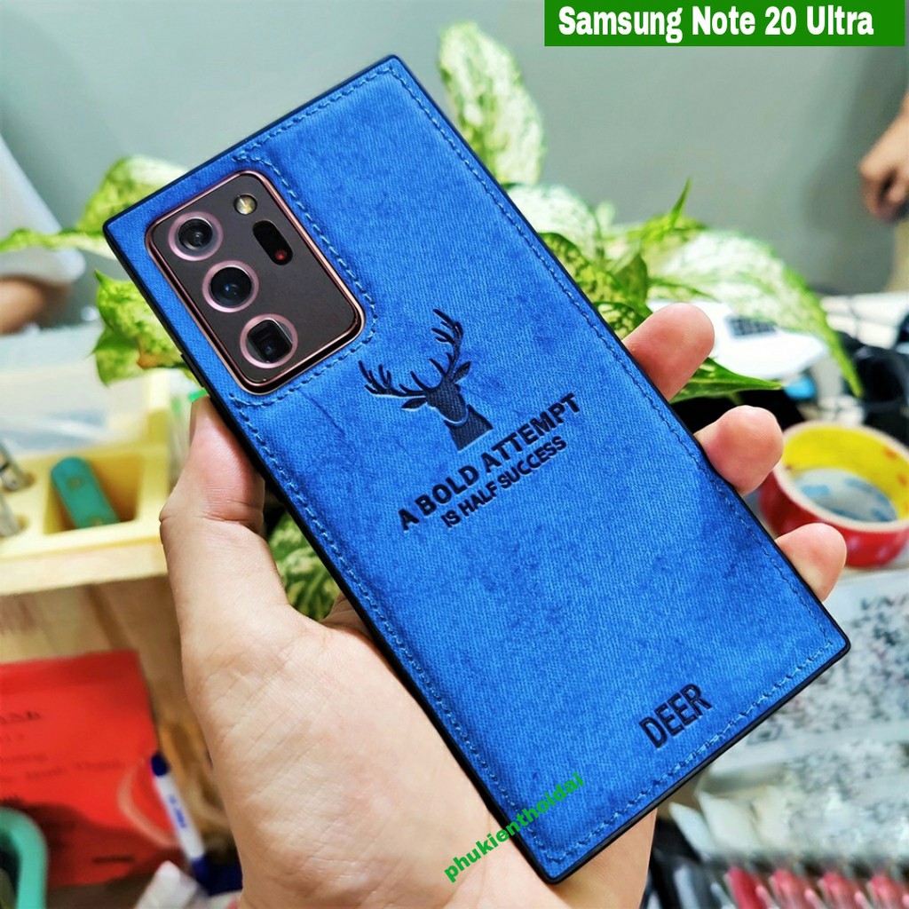 Ốp lưng Samsung Note 20 Ultra chống sốc vải hươu nai cao cấp