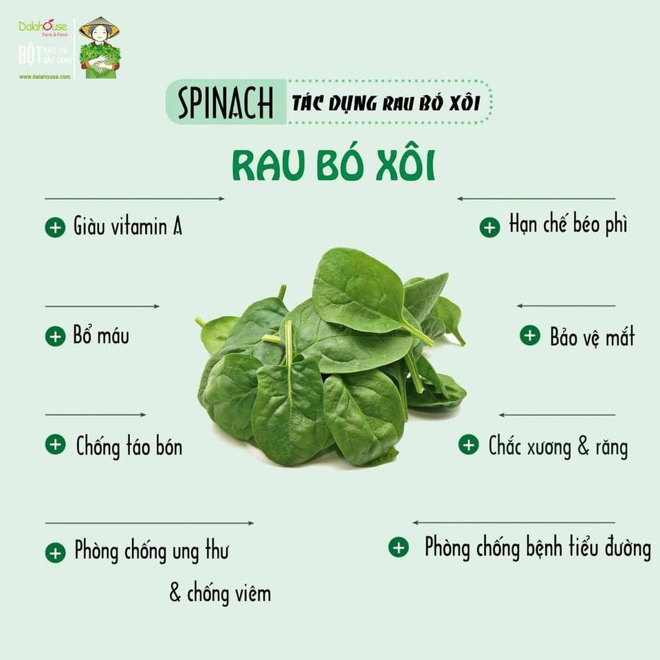 Bột CẢI BÓ XÔI nguyên chất DalaHouse - Hỗ trợ điều trị tiểu đường, ngăn ngữa ung thư, hen suyễn, điều hoà huyết áp