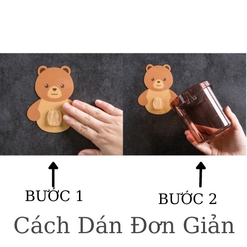 Cốc Gấu Dán Tường Đựng Bàn Chải Đánh Răng Hình Gấu Tiện Lợi