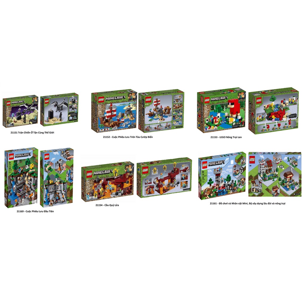 LEGO Minecraft - Thế Giới Minecraft (21151-21152-21153-21154-21161-21169)