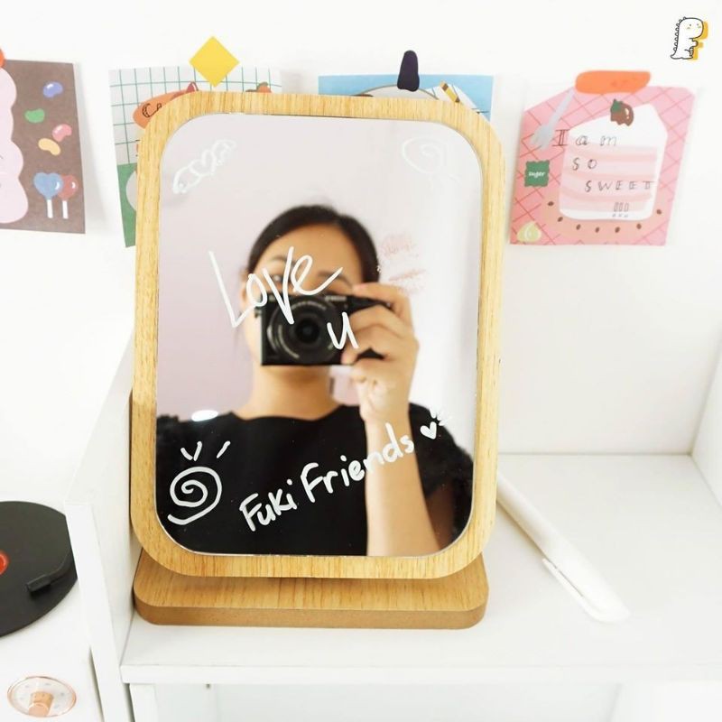 Gương gỗ để bàn - Gương gỗ nhỏ - Gương mini để bàn - Gương siêu xinh