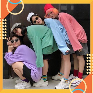 Áo Thun Trơn Dài Tay Form Oversize Basic Mịn Đẹp