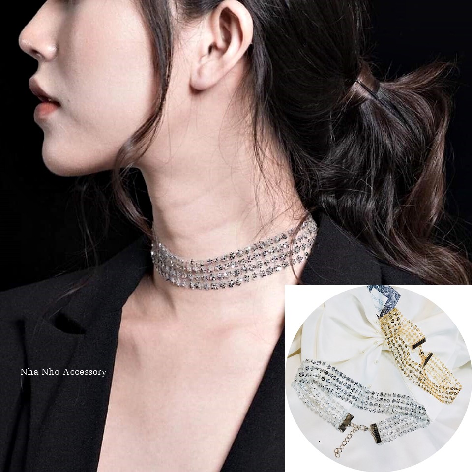 Vòng Cổ Choker Nữ Ren Đính Đá Nhuyễn Mảnh Dễ Thương Nhẹ Nhàng NHÀ NHỎ C12