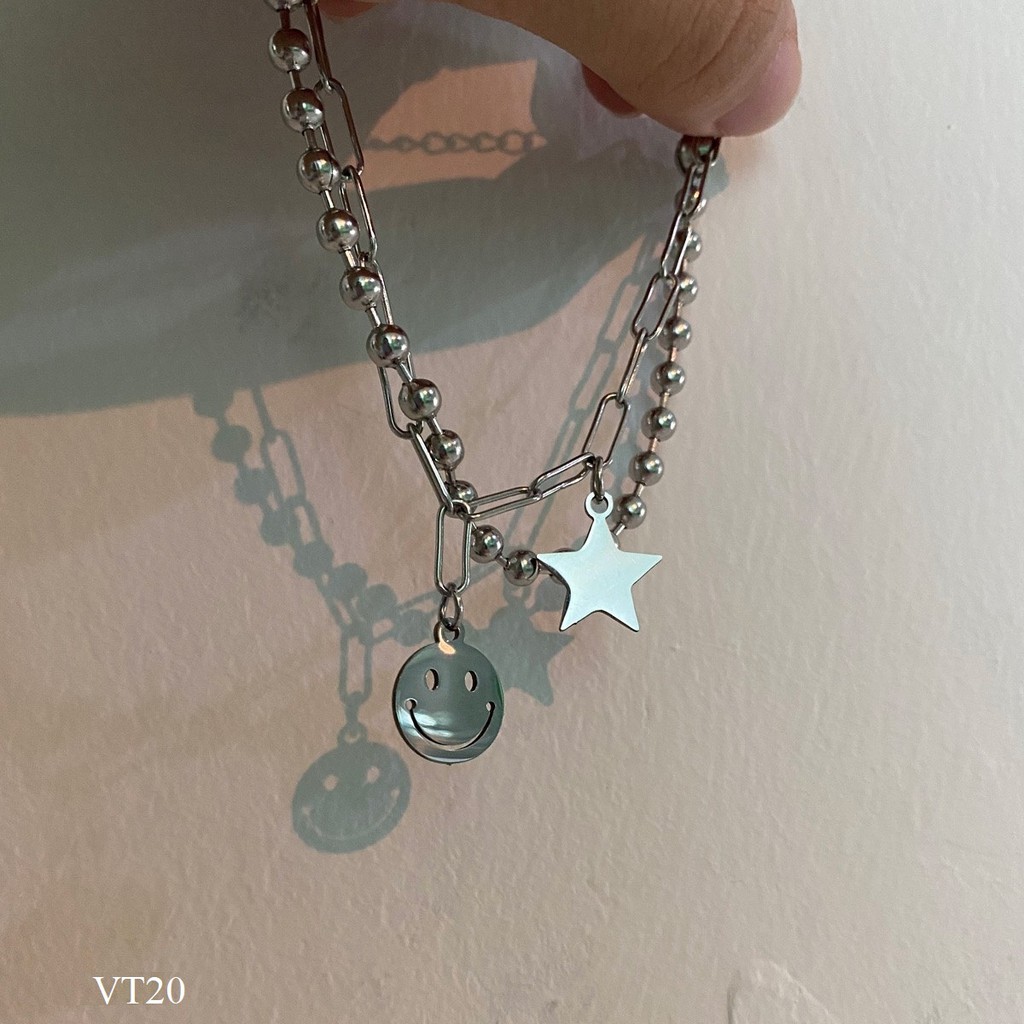 Lắc tay 2 tầng đính sao và mặt cười cá tính VT20 Maycorner