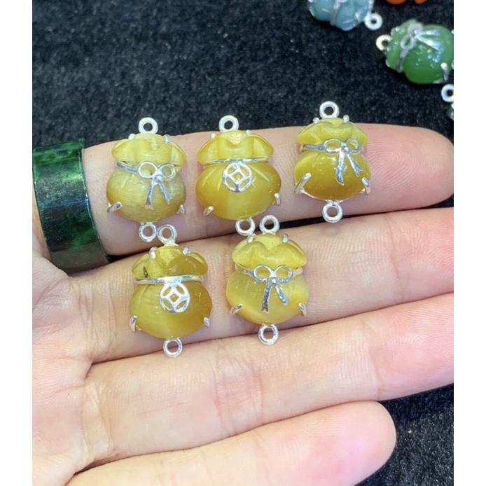 Charm mix vòng túi tiên các loại đá phong thủy đã bọc bạc