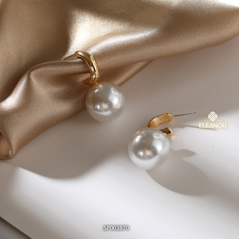 Bông tai nữ ngọc trai nhân tạo Eleanor Accessories viền cong gắn hạt châu phụ kiện trang sức sang trọng
