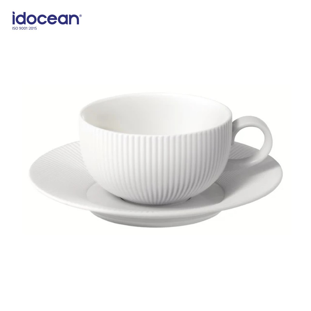 Bộ Tách Dĩa Sứ 250ml Màu Trắng LOVERAMICS - Bộ Sưu Tập Flute