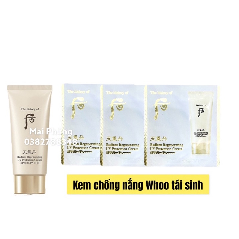 Gói kem chống nắng Whoo tái sinh Radiant Regenerating UV Protection Cream