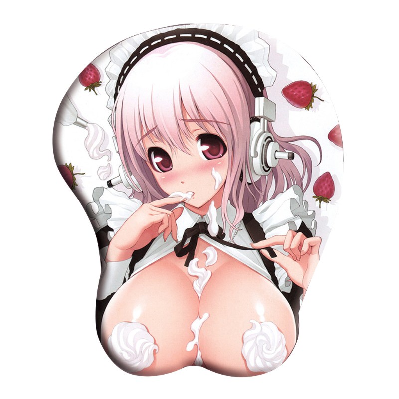 btsg New Creative Cartoon Anime 3D Sexy Chest Silicone Mouse Pad Wrist Rest Support