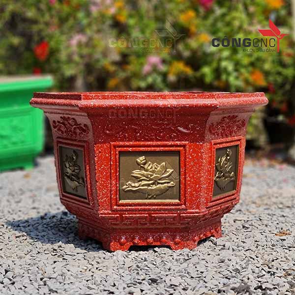 Khuôn Chậu Cảnh ABS Lục Giác 45 Dáng Cao - không kèm chân đôn
