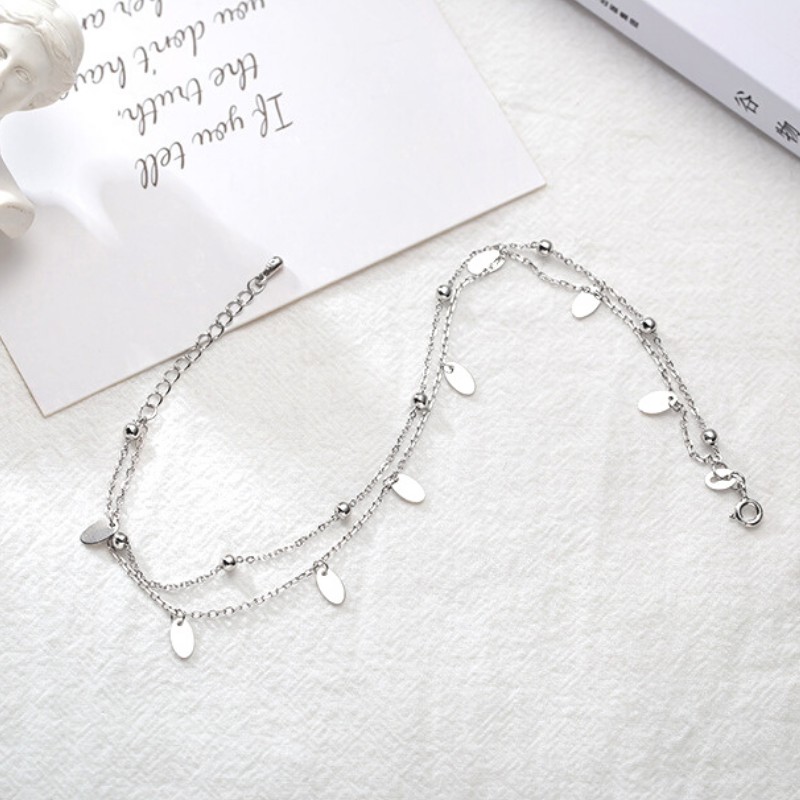 Lắc Chân Bạc S925 Sequin Tua Rua Dạng Layer Trẻ Trung Cá Tính | Vòng Chân Trang Sức Bạc Thời Trang