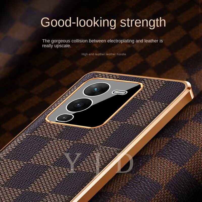 Ốp Điện Thoại TPU Lưng Da Màu Trơn Chống Sốc Cho Vivo V25 Pro 5G