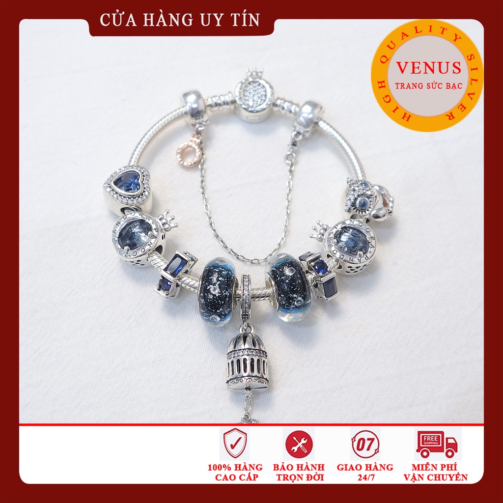 Vòng charm màu xanh đậm- Trang sức bạc VENUS