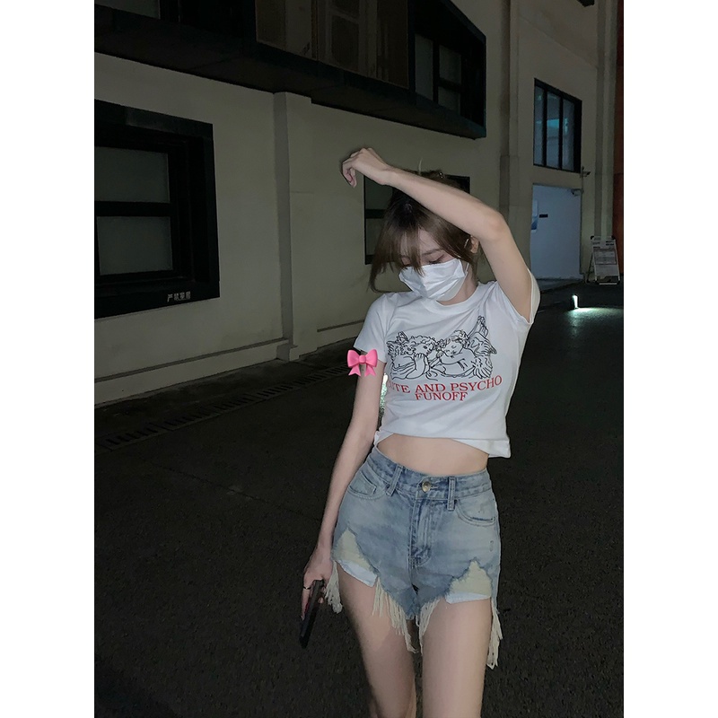 【LALISAS】 Quần short denim lưng cao ôm dáng thời trang Hàn Quốc cho nữ | BigBuy360 - bigbuy360.vn