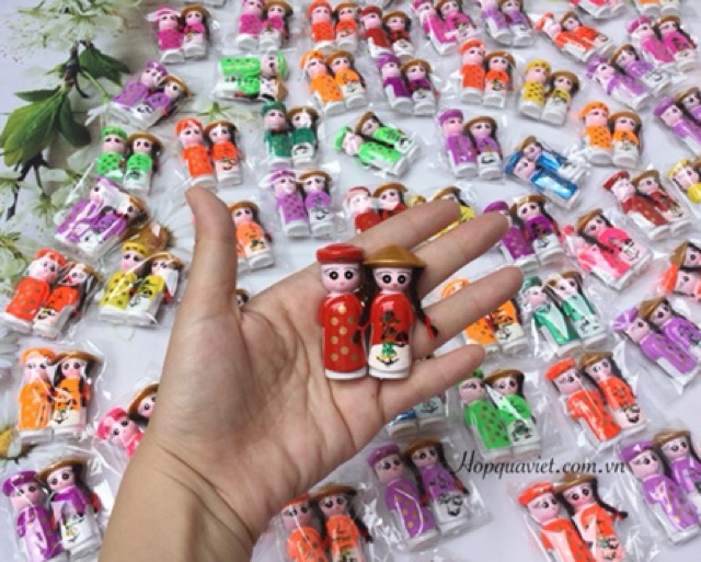 Set 50 cặp tượng hít dâu rể nón lá quà tặng cưới