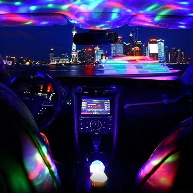 Đèn LED disco USB Kích Thước Nhỏ Gọn Hình Quả Bóng Trang Trí Xe Hơi