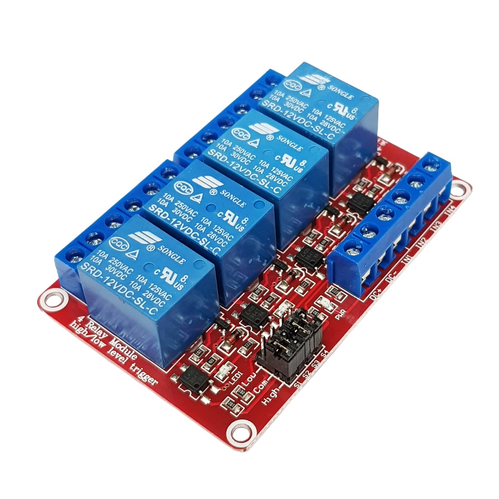 Module 4 Relay Kích H/L 5VDC, 12VDC (Tùy chọn)