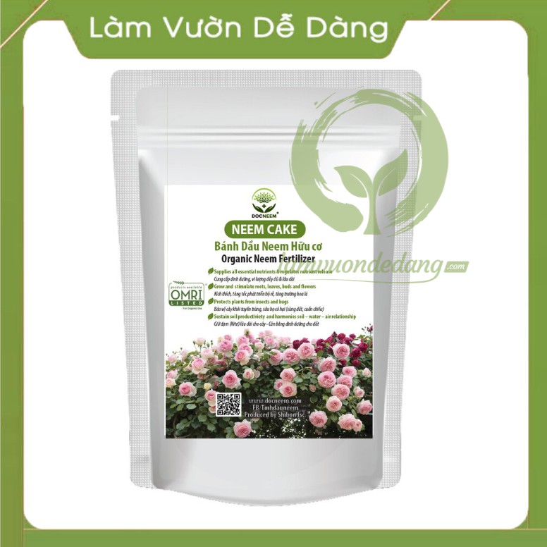 - Neem Cake - Bánh dầu Neem giúp tăng tốc phát triển bộ rễ, bảo vệ cây khỏi sùng đất, cuốn chiếu cực tốt.