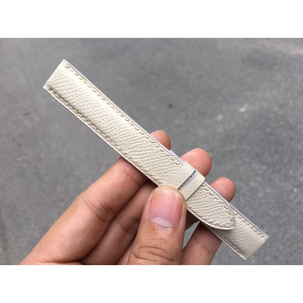 Dây Đồng Hồ Da Bò Epsom Cao Cấp Chống Bám Bụi Màu Kem