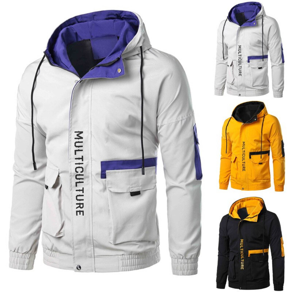 r Cozy up nhiều túi cho nam, Áo Gió Áo khoác ngoài áo Parka phong cách hip hop thời trang đường phố thường ngày mới-168
