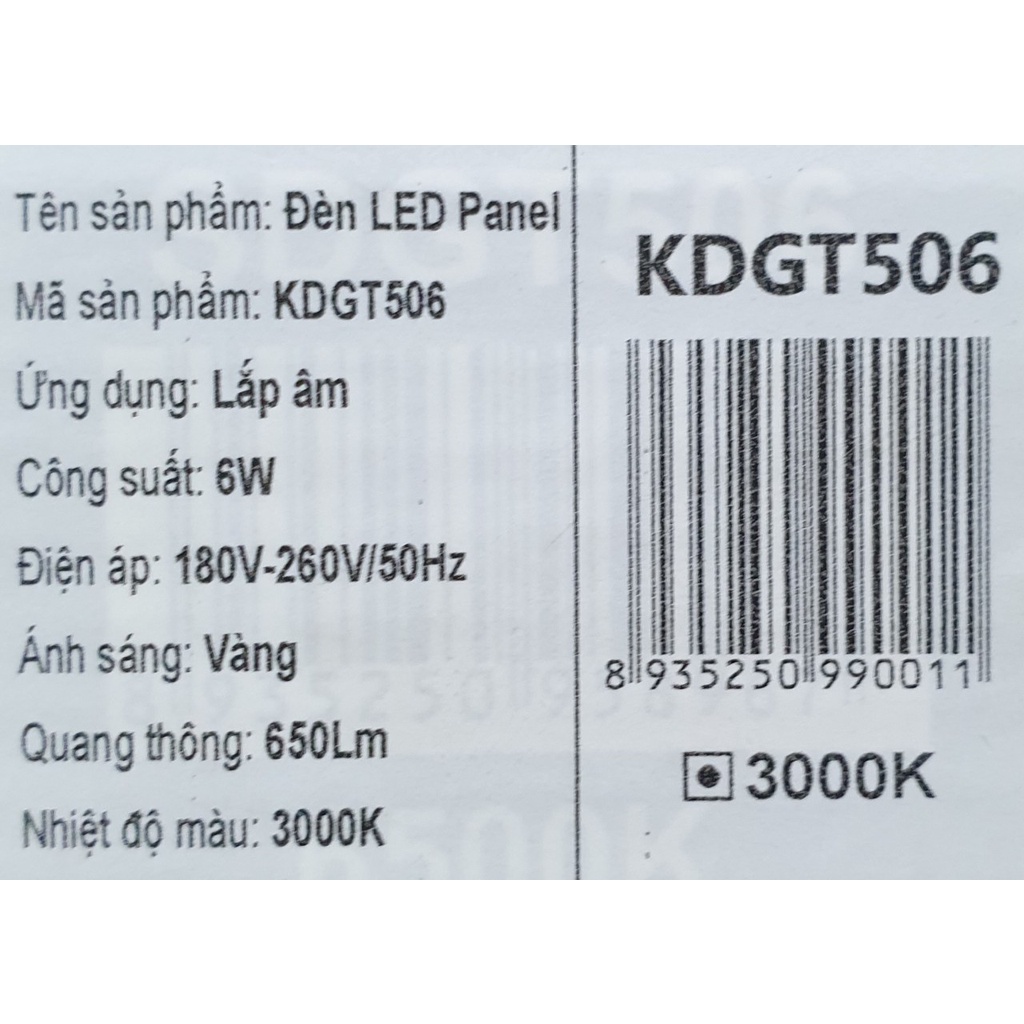 Đèn âm trần tròn 6w Duhal bảo hành 12 tháng