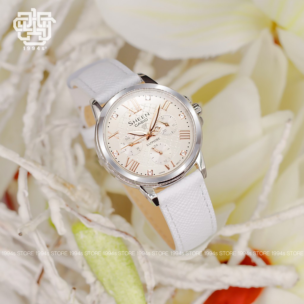 Đồng hồ nữ Casio Sheen SHE-3511 / SHE-3511L-7A kính Sapphire chống trầy, chống nước 50m, hàng chính hãng