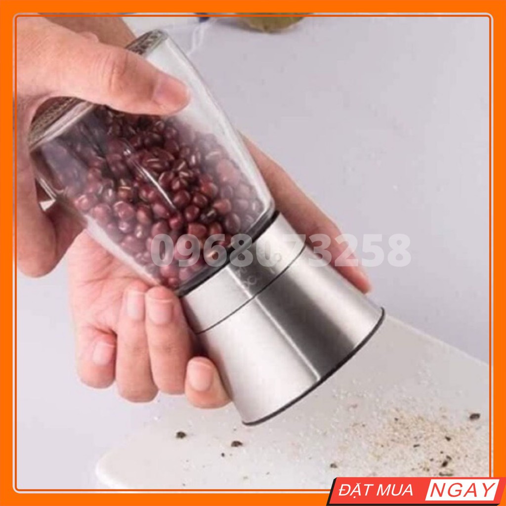 Dụng Cụ Xay Tiêu Cầm Tay Bằng Inox – Lọ Xay Tiêu, Xay Hạt Khô Mini Nắp Inox 304 Cực Tiện Lợi