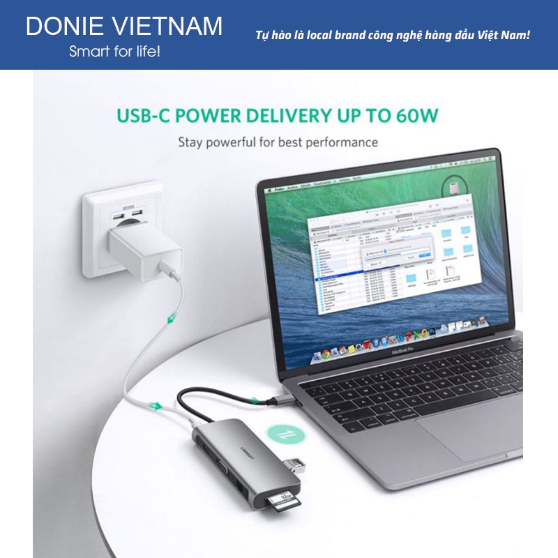 Hub Chuyển Đổi Ugreen 9 in 1 USB Type C To HDMI, USB 3.0, Lan, SD, PD, USB-C Chính Hãng Ugreen 40873