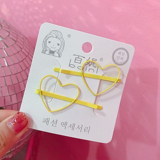 Set 2 Kẹp Tóc Xước Trái Tim