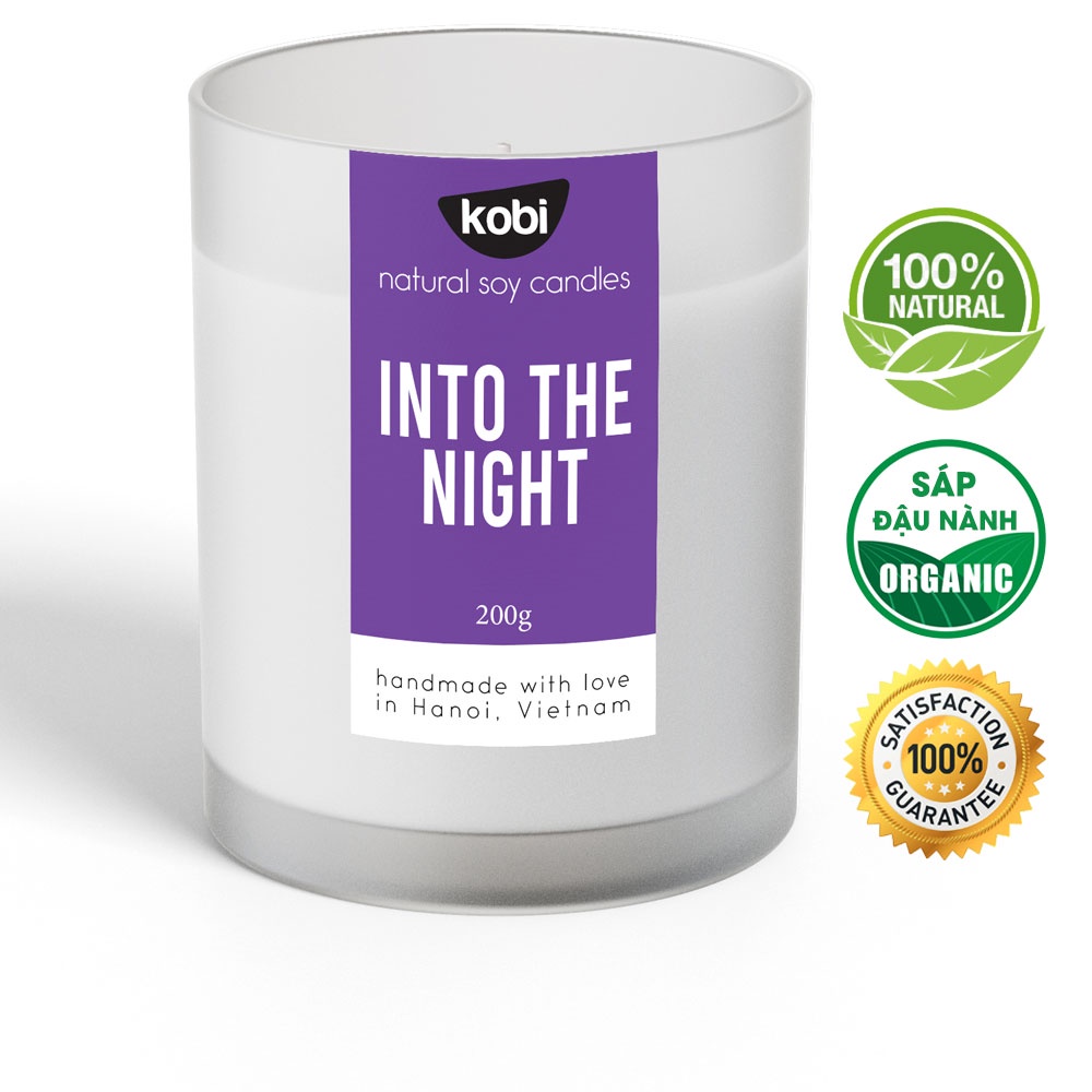 Nến thơm Kobi Into The Night cao cấp làm từ 100% sáp đậu nành, giúp giảm stress, sang trọng, tinh tế -200g