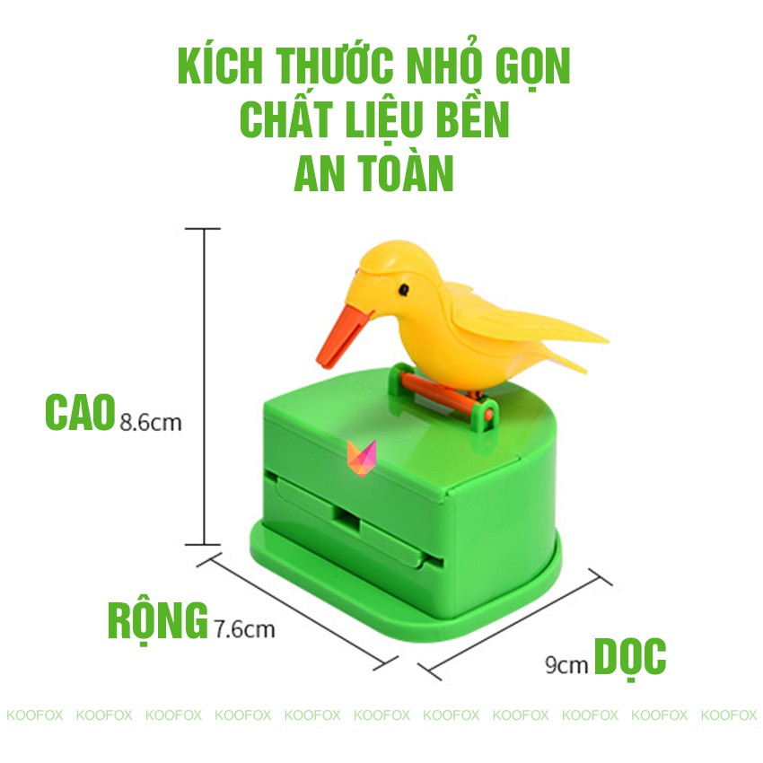 Hộp Chim Gắp Tăm Tự Động Thông Minh Từ Đài Loan - TẶNG BỊCH TĂM TIỆT TRÙNG CAO CẤP - KOOFOX