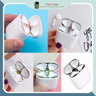 Miếng dán Airpods 1/ 2/ Pro mạ kim loại 18k bảo vệ tai nghe khỏi bụi bẩn xước - CITYCASE