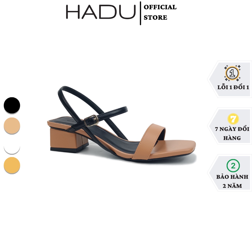 Giày Sandal cao gót đế vuông 3cm quai ngang phối màu MIX HADU C338