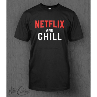Áo cổ̉ tròn tay ngắn in chữ Netflix And Chill thời trang cho nam