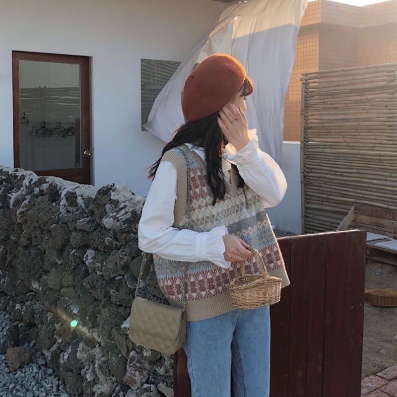 [Mã FATHANG5 giảm 10K đơn 50K] Áo Gile Len Nữ Hoạ Tiết Thổ Cẩm - Áo Len Thổ Cẩm Có Sẵn_GL9 | BigBuy360 - bigbuy360.vn